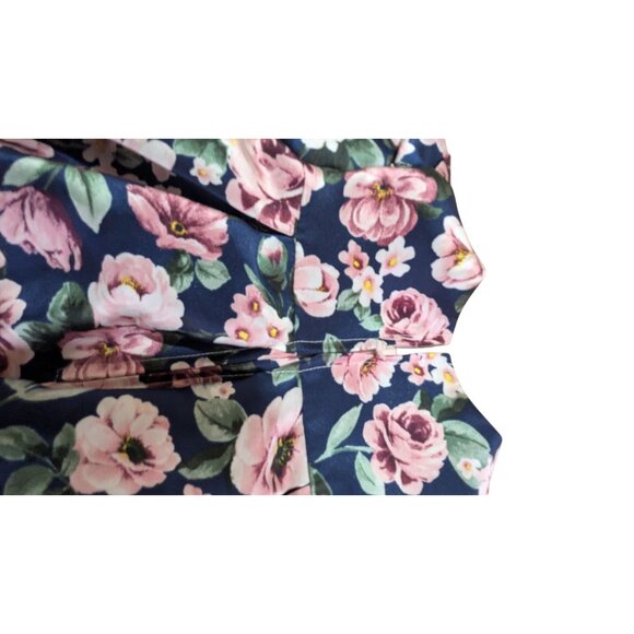 Bonnie Baby Navy Floral Dress W/ Pink Bow Ruffle Sleeves 12M Toddler - Picture 5 of 8